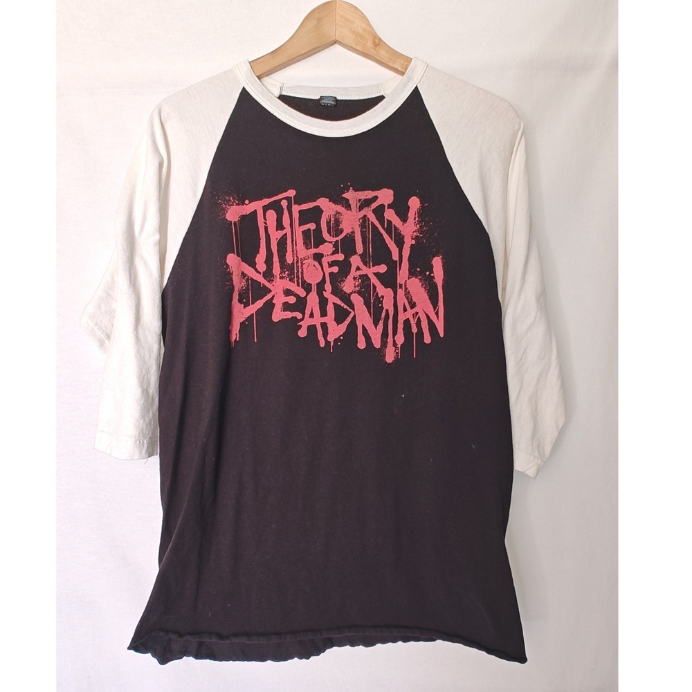 Theory of a Deadman Raglan Baseball Tee Shirt  M Black‎ White 3/4 Sleeve Band